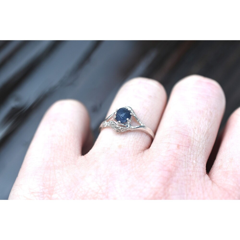 Engagement ring Montana sapphire ring, alternative diamond s size 3 4 5 6 7 8 9